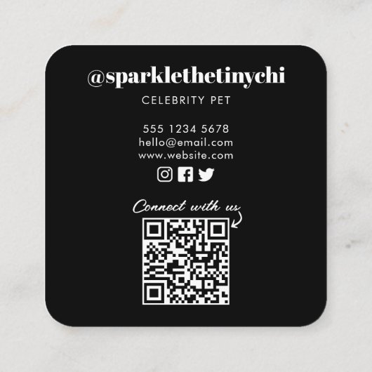 カスタムフォトペットソーシャルメディアQRコード スクエア名刺 (裏面)