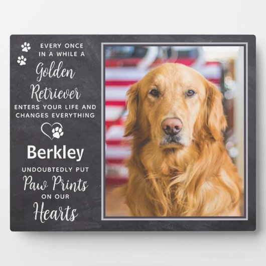 カスタムフォトペットドッグゴールデンレトリバー記念碑 フォトプラーク (正面)
