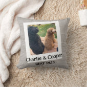 カスタムフォトペットドッグデュオ最高の「Pals」木目 クッション (ブランケット)