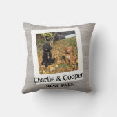 カスタムフォトペットドッグデュオ最高の「Pals」木目 クッション (裏面)
