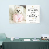 カスタムフォトペットドッグ誕生日タイポグラフィブラック 横断幕 (トレードショー)