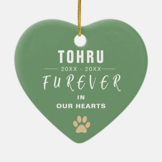 カスタムフォトペット記念フローラハート形 セラミックオーナメント (裏面)