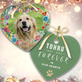 カスタムフォトペット記念フローラハート形 セラミックオーナメント