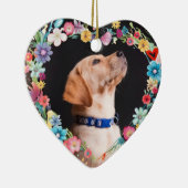 カスタムフォトペット記念フローラブルーハートの形 セラミックオーナメント (右)