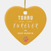 カスタムフォトペット記念フローラブルーハートの形 セラミックオーナメント (裏面)