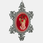 カスタムフォトホリデークリスマスオーナメント スノーフレークピューターオーナメント (左)