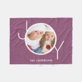 カスタムフォトホリデークリスマスパープル フリースブランケット (正面(横))