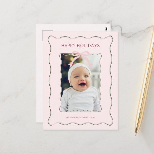 カスタムフォトホリデーポストカードボウスクライゴフレーム ポストカード (正面/裏面インサイチュ)
