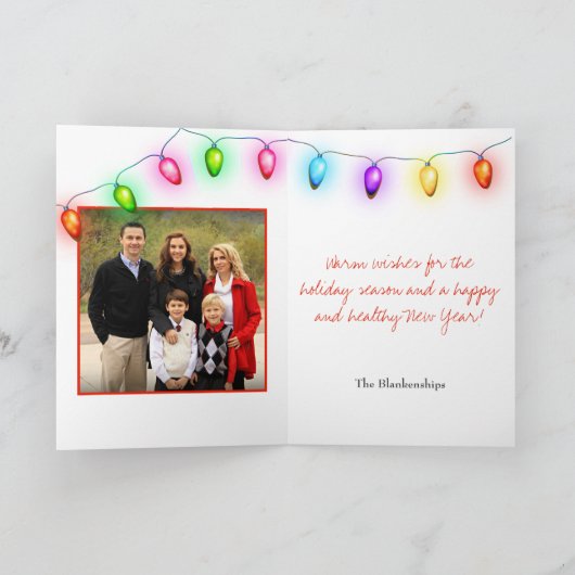 カスタムフォトホワイトツリーオーナメントヴィンテージライト シーズンカード (内部)