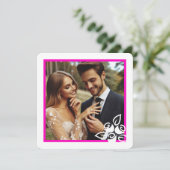 カスタムフォトホワイトローゼバレンタイン婚約カード (スタンド正面)