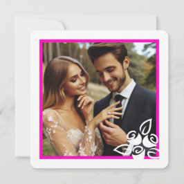 カスタムフォトホワイトローゼバレンタイン婚約カード