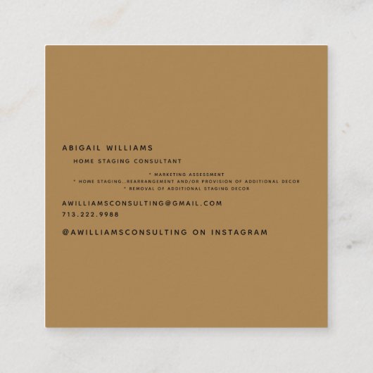 カスタムフォトホームステージング スクエア名刺 (裏面)