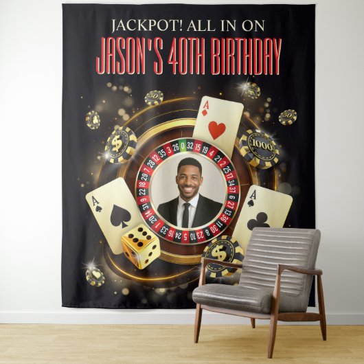 カスタムフォトポーカーカジノデコ, カジノ誕生日 タペストリー (インサイチュ)