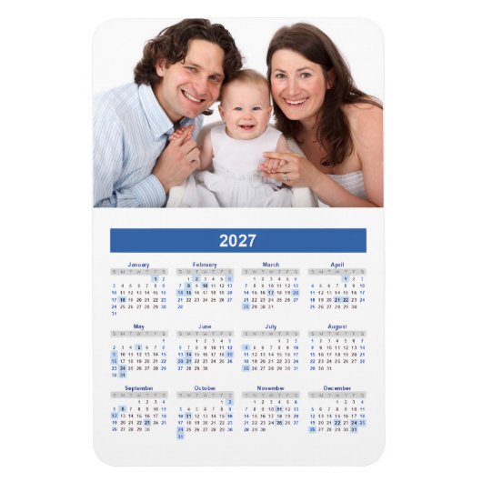 カスタムフォトマグネット付き2027年カレンダー マグネット (縦)
