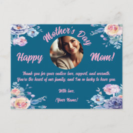 カスタムフォトマザーの日の水の色フローラ シーズンポストカード