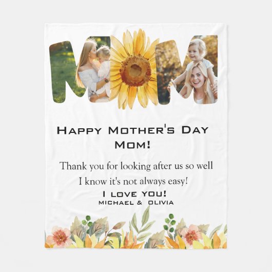 カスタムフォトマパーソナライズされたザーの日 フリースブランケット (正面)