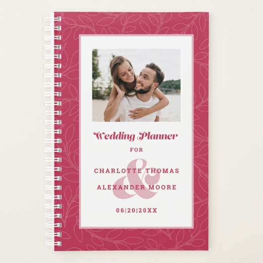 カスタムフォトマモダンゼンタレッド結婚式（月） プランナー手帳 (正面)