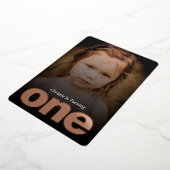 カスタムフォトミニマリスト1st誕生日フォイルインビタティ 箔招待状 (回転した状態)