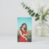 カスタムフォトミュージシャンQRコード赤面ピンク 名刺 (スタンド正面)