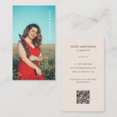 カスタムフォトミュージシャンQRコード赤面ピンク 名刺 (正面/裏面)