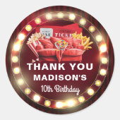 カスタムフォトムービー夜シネマ誕生日 ラウンドシール (正面)