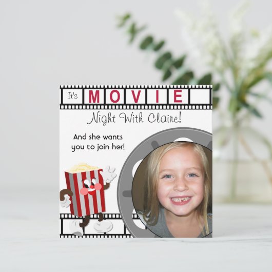 カスタムフォトムービー夜誕生日招待状 招待状 (スタンド正面)