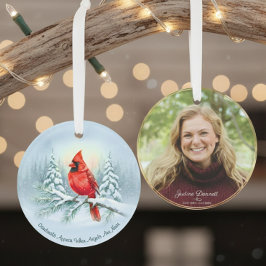 カスタムフォトメモリアル カーディナル クリスマス オーナメント