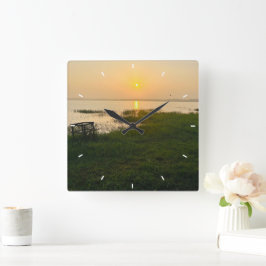 カスタムフォトメモリシンプルスモダンクエアスクエア スクエア壁時計