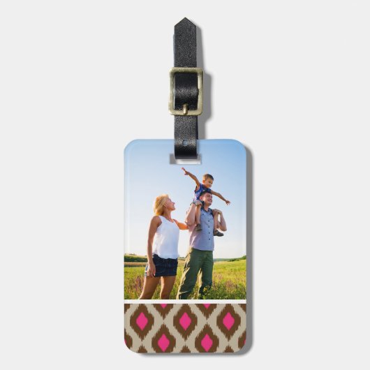 カスタムフォトモダンイカットパターン ラゲッジタグ (正面縦)