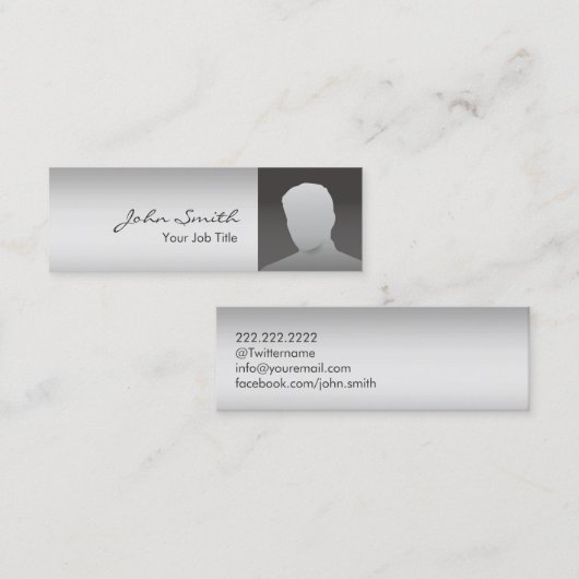 カスタムフォトモダンシルバー スキニー名刺 (正面/裏面)