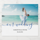 カスタムフォトモダンビーチウェディング スパークリングワインラベル (シングルラベル)