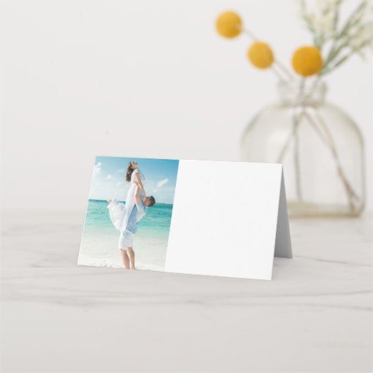 カスタムフォトモダンビーチウェディング プレイスカード (正面)