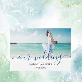 カスタムフォトモダンビーチウェディング 出欠カード