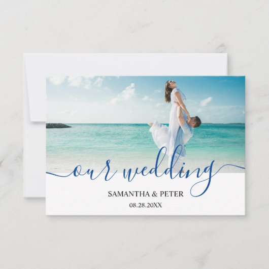 カスタムフォトモダンビーチウェディング 出欠カード (正面)