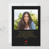 カスタムフォトモダン卒業式ブラック サンキューカード (裏面)
