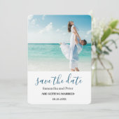 カスタムフォトモデルビーチ日付の保存 招待状 (スタンド正面)