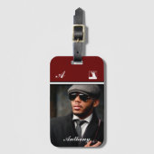 カスタムフォトモノグラムのパーソナライズ ラゲッジタグ (正面縦)