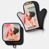 カスタムフォトモノグラムシック 鍋つかみ&鍋敷きセット (正面/裏面)