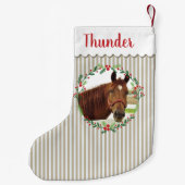 カスタムフォトモノグラムホース スモールクリスマスストッキング (裏面)