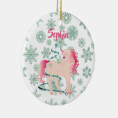 カスタムフォトユニコーンかわいい女の子のクリスマス セラミックオーナメント (右)