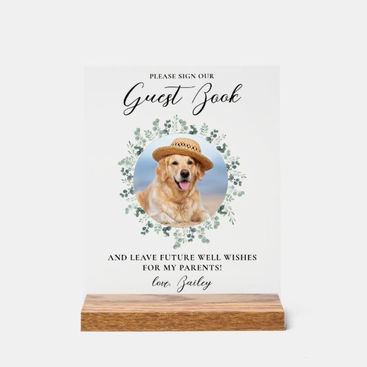 カスタムフォトユーカリ結婚プタスペットブック アクリルサイン (正面)