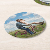 カスタムフォトラウンパーソナライズされたド紙コースター ラウンドペーパーコースター (アングル)