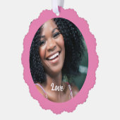 カスタムフォトラブピンクかわいいシンプル紙オーナメント オーナメントカード (左)