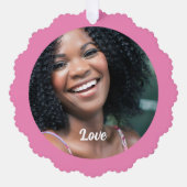 カスタムフォトラブピンクかわいいシンプル紙オーナメント オーナメントカード (正面)