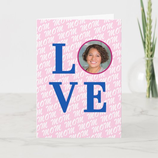 カスタムフォトラブマザーラブママモダンチックピンク カード (正面)