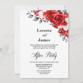 カスタムフォトレッドローズフローラウェディングレセプション 招待状 (正面)
