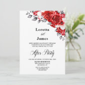 カスタムフォトレッドローズフローラウェディングレセプション 招待状 (スタンド正面)