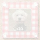 カスタムフォトレッド&ホワイトカントリーファームハウスプレイド ガラスコースター (裏面)