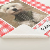 カスタムフォトレッド&ホワイトカントリーファームハウスプレイド シェルパブランケット (3/4)