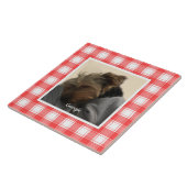 カスタムフォトレッド&ホワイトカントリーファームハウスプレイド タイル (側面)